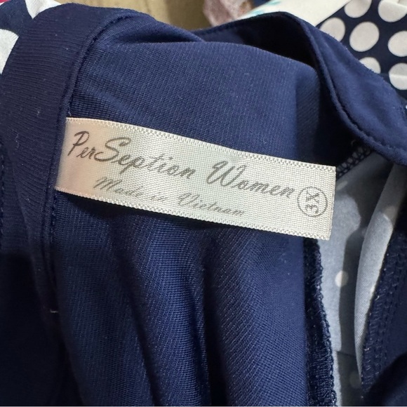 PerSeption Women’s Sleeveless Polka Dot & Stripes Blouse - Picture 5 of 6